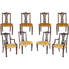 Eight George III Style Carved Mahogany Dining Chairs