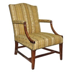 18th Century George III Elm and Upholstered Library Arm Chair
