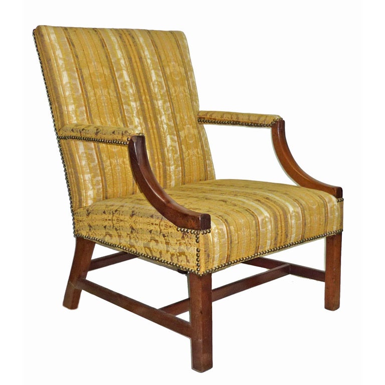 18th Century George III Mahogany Library Arm Chair For Sale