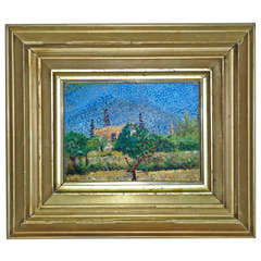 French School Pointillist Oil on Artists Board, Circa 1900