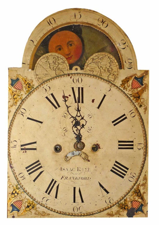 American Pennsylvania Walnut and Veneered Tall Case Clock by Isaac Reed