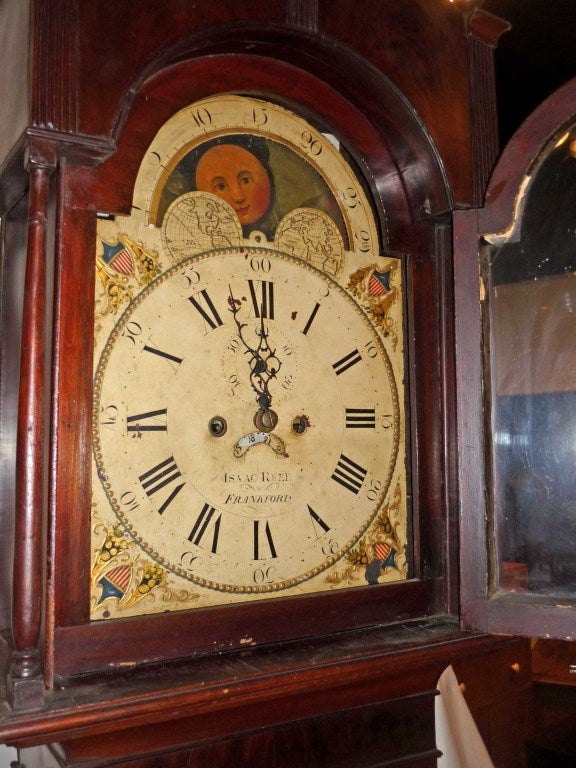 Pennsylvania Walnut and Veneered Tall Case Clock by Isaac Reed 1