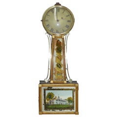 Antique American Federal Giltwood and Eglomise Banjo Clock