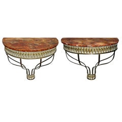 Pair of Art Deco Period Brass Console Tables