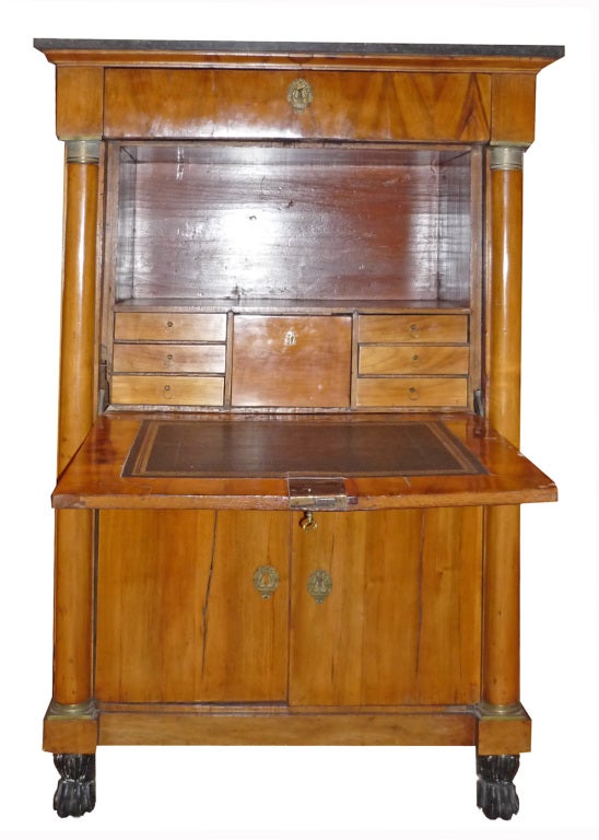 Charles X Walnut and Marble Secrétaire à Abattant circa 1820