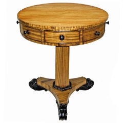 Fine English Regency Satinwood Drum Table, Early 19th Century