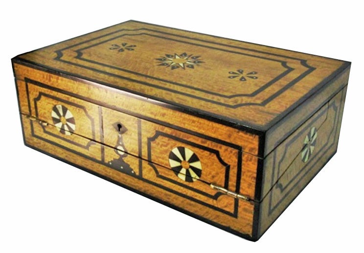 British Colonial Inlaid Satinwood Slope on Stand 19th C