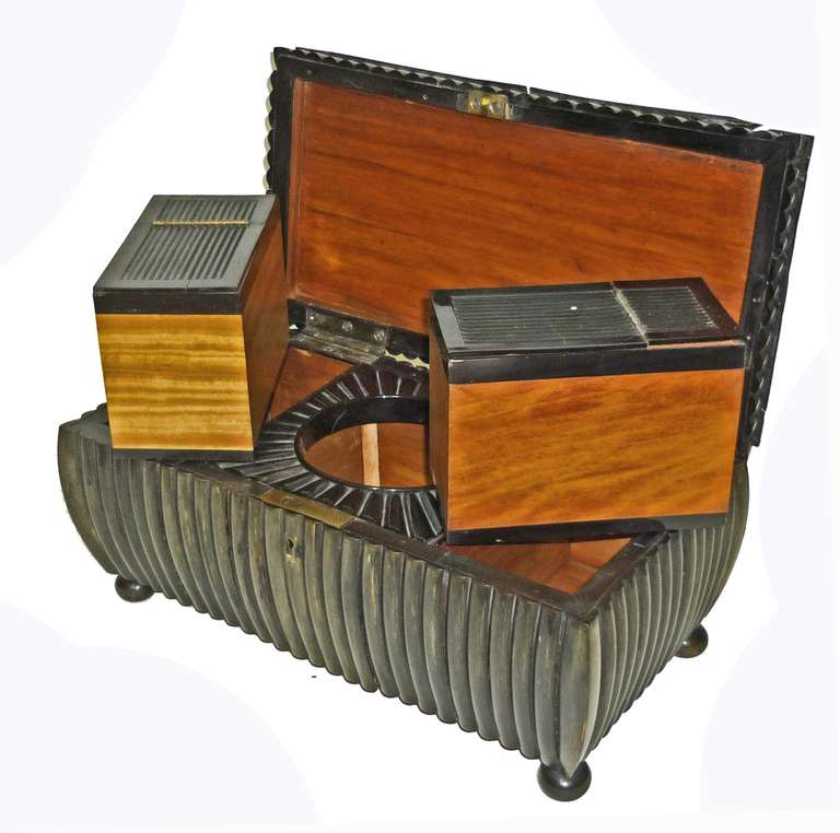 Neoclassical Rare Anglo Indian Vizagapatam Buffalo Horn Tea Caddy, Circa 1830-40