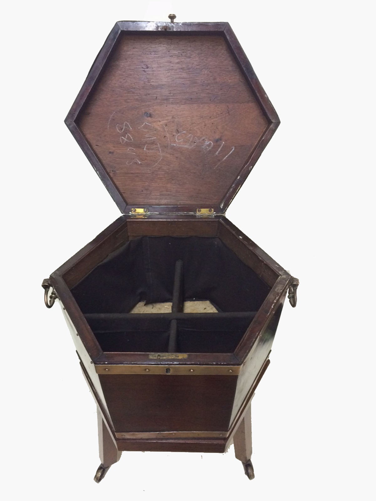 George III Inlaid Mahogany and Brass-Bound Cellarette Wine Cooler, circa 1800