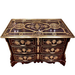 Louis XV Brass Inlaid and Ebonized Commode, Mid-18th Century