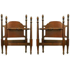 Pair of Regency Style Carved Mahogany Twin Beds