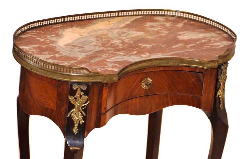 Louis XVI Rouge Marble and Veneered Occasional Table