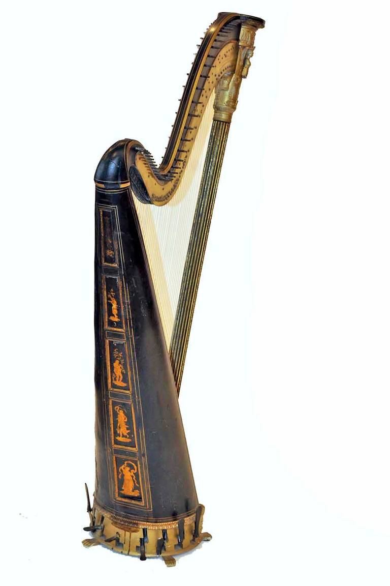 English Rare Double Action Pedal Harp by Sebastian Erard