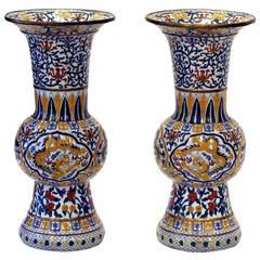 Pr. Chinese White Ground Cloisonne Vases