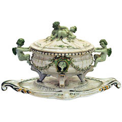 Antique Italian Fiance Tureen and Underplate
