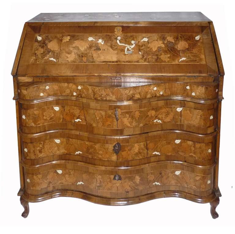 Northern Italian Marquetry and Ivory Inlaid Bureau, Circa 1750
