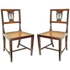18th Century Pair Northern Italian Carved Walnut Side Chairs