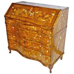 Antique Northern Italian Marquetry and Ivory Inlaid Bureau, Circa 1750