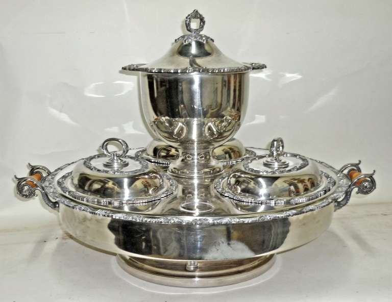 English Victorian Silver Plated Revolving Supper Set 19th C