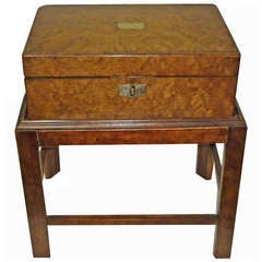 American Neoclassical Birds Eye Maple and Brass Inlaid Slope