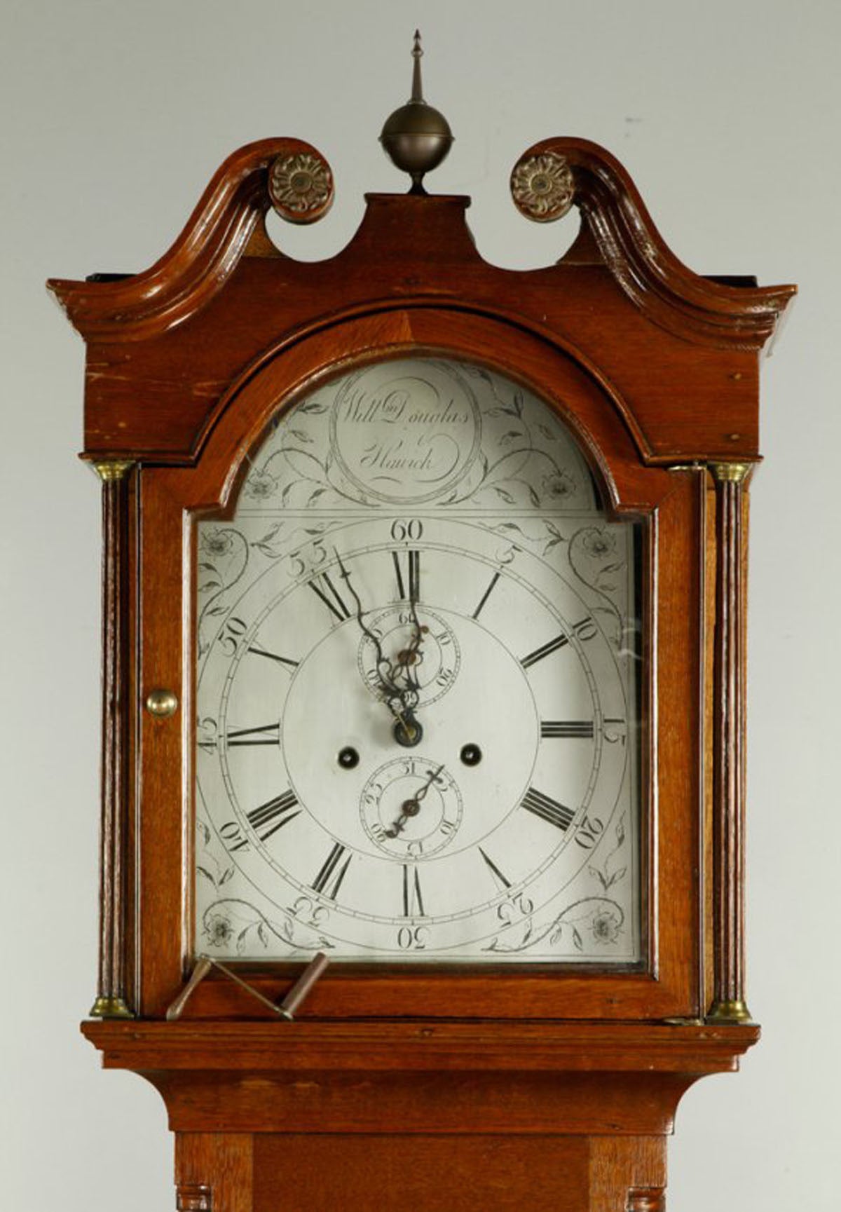 George III Scottish Oak Tall Case Clock, by William Douglas of Hawick, circa 1810 For Sale