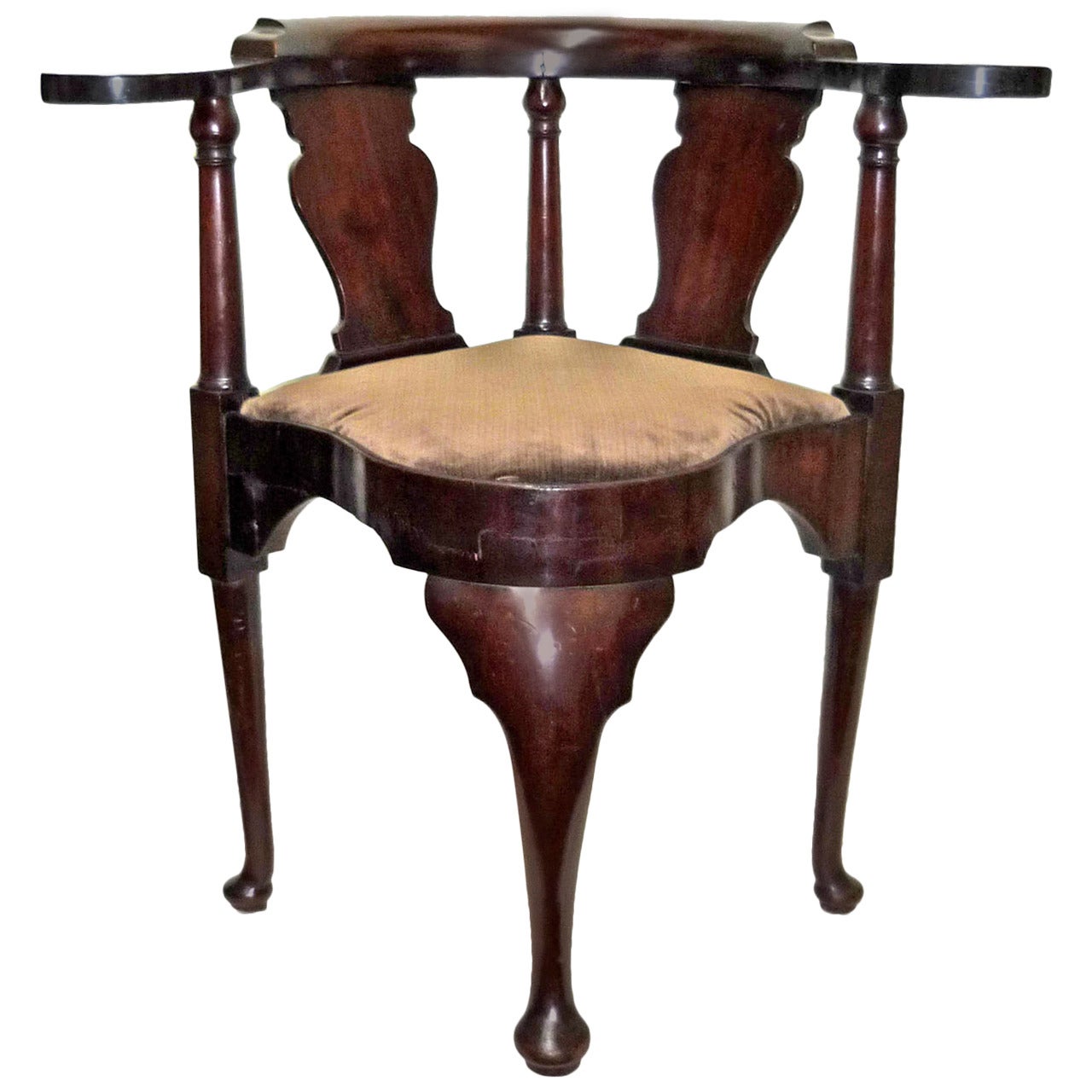 George II Mahogany Corner Chair, 18th Century For Sale