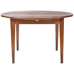 English Provincial Round Walnut Table, 19th Century