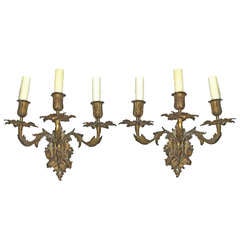 19th Century Pair of Louis XV Style Ormolu Sconces