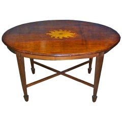 19th Century Victorian Inlaid Walnut Loo Top Coffee Table