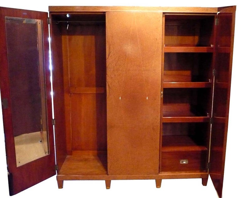 English Art Deco Period Ivory Inlaid and Amboyna Armoire