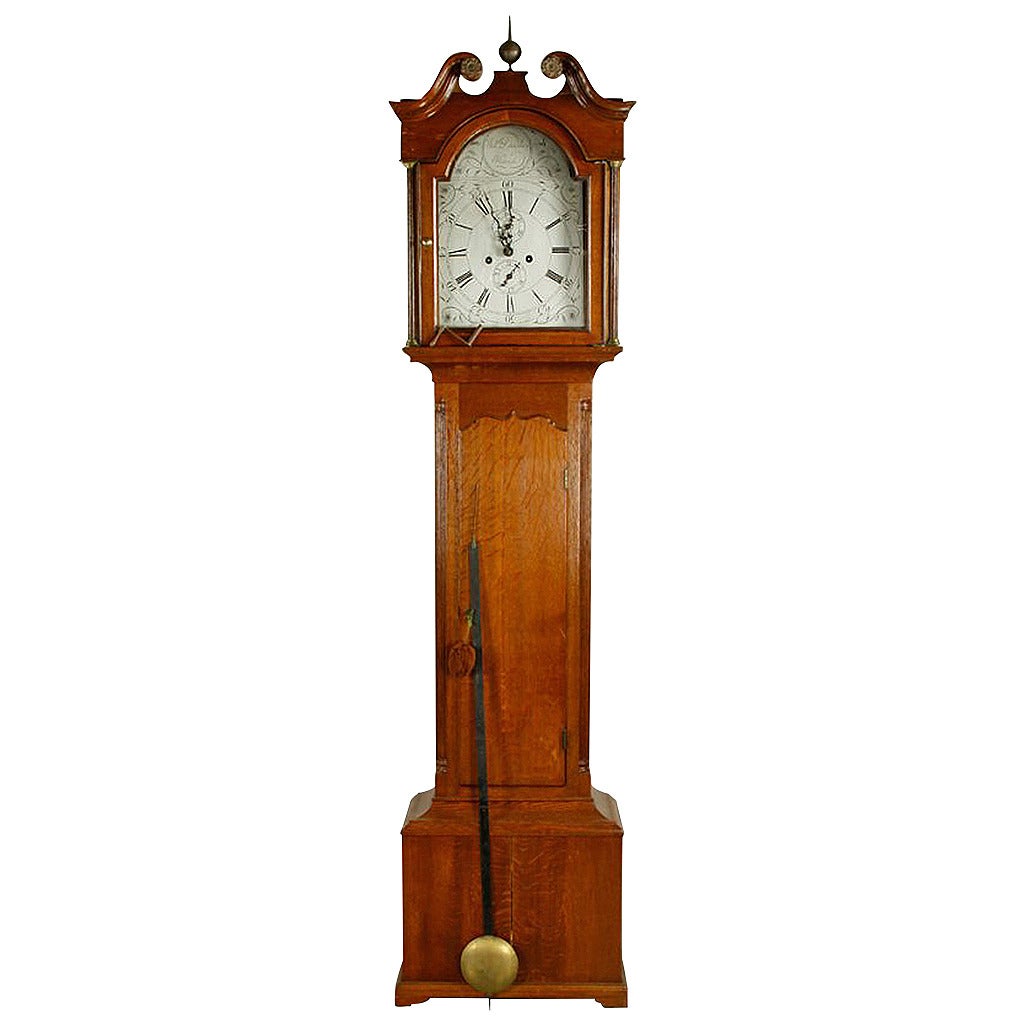 Scottish Oak Tall Case Clock, by William Douglas of Hawick, circa 1810 For Sale