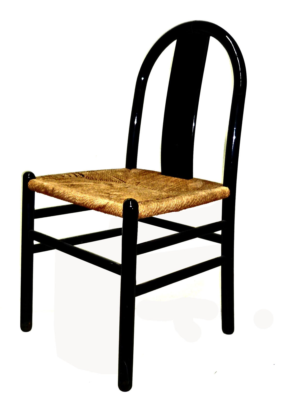 European Set of 10 Charles Stendig Italian Black Lacquered Beechwood Chairs 1970's For Sale