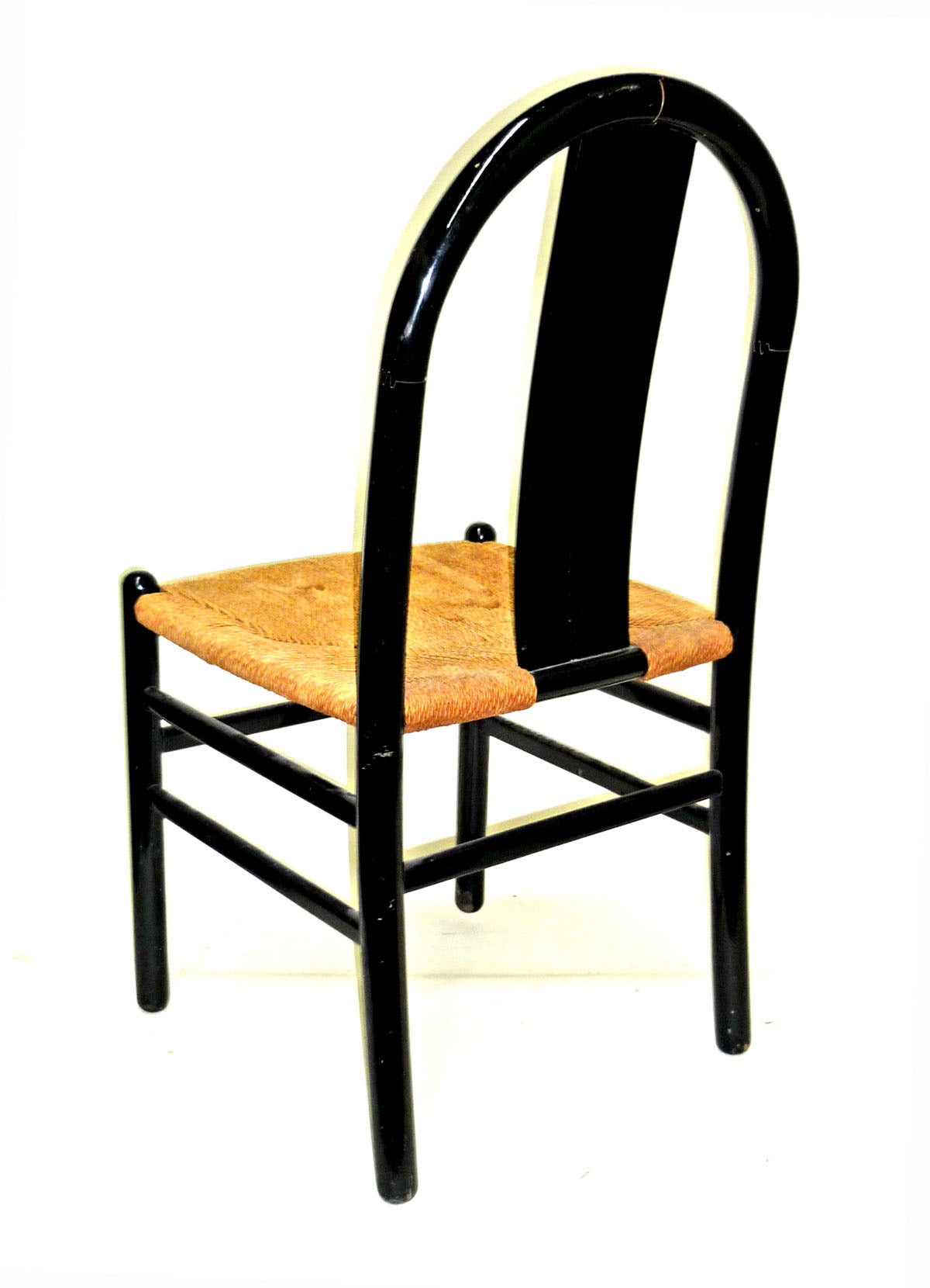 Set of 10 Charles Stendig Italian Black Lacquered Beechwood Chairs 1970's In Good Condition For Sale In Louisville, KY