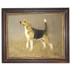 Antique Blom (American School) Sporting Pastel Beagle Circa 1920