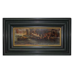 Italian Old Master Oil on Panel of a Harbor Circa 1700-50