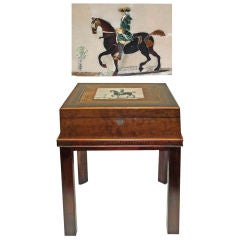 Pietra Dura Inlaid English Classical Walnut Lap Desk on Stand