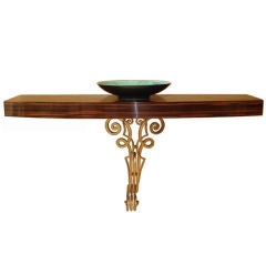 Macassar Ebony and Wrought Iron Demi-lune Console Table