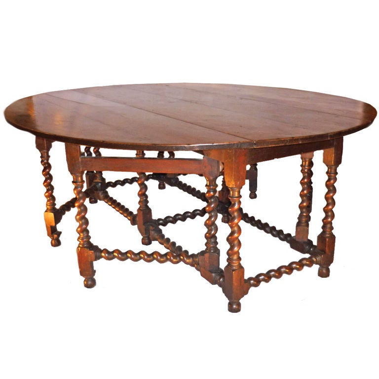 English Oak Barley Sugar Twist Wake Table