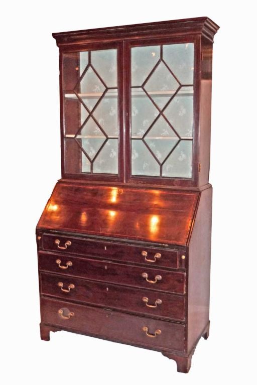 George III Mahogany Bureau Bookcase