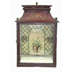 Antique Chippendale Style Red Chinoiserie Toleware Lantern