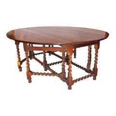 Antique William and Mary Style Oak Drop Leaf Dining Table