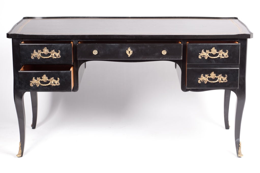 Mid-20th Century Black Lacquer Desk by Bodart Furniture