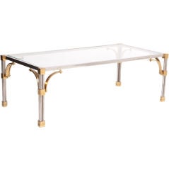 Jansen Chrome, Brass and Glass Coffee Table