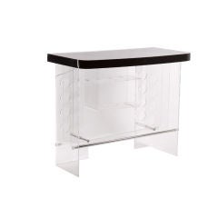 Stunning 1970s Illuminated Lucite Bar with Black Top