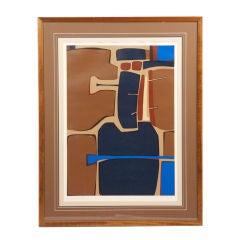 Mid-Century Abstract European Lithographe entitled "Figure II"
