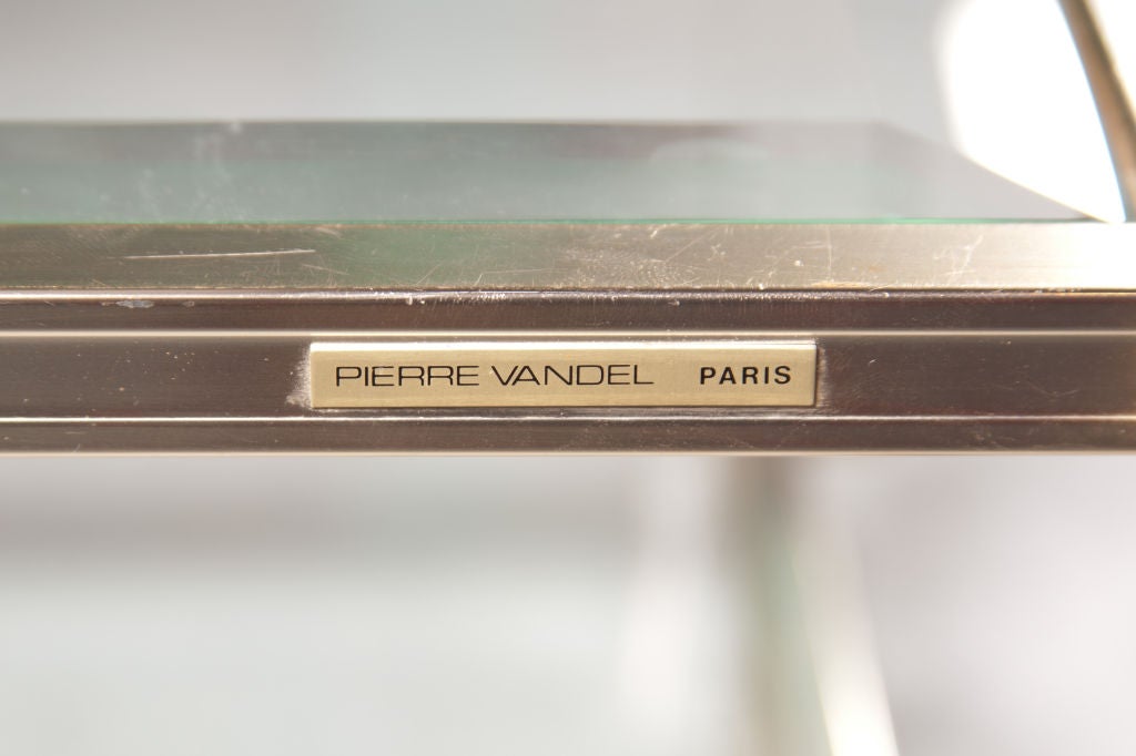 Pierre Vandel Lucite, Glass and Brass Coffee Table 2
