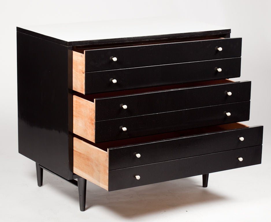 MidCentury Black And White Lacquered Commode