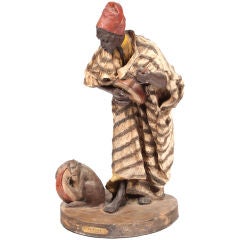 Antique Terra Cotta by Strasser Figurine of Moorish Balladeer