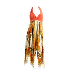 Retro Lanvin scarf print halter dress