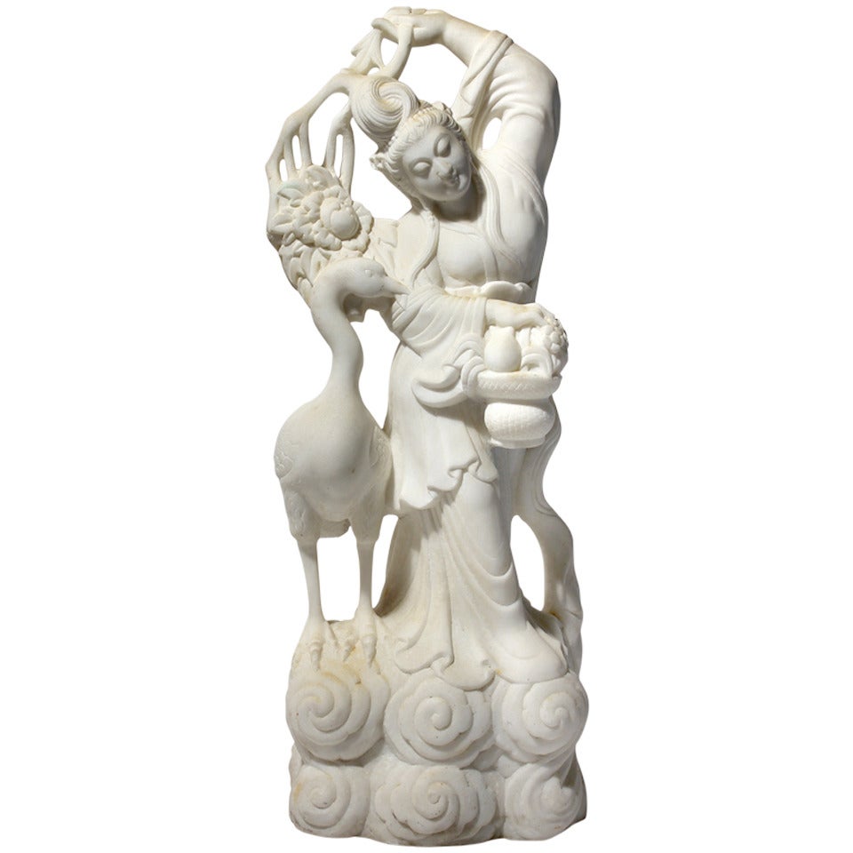 Chinese Carved Marble Quan Yin Sculpture at 1stDibs china marble